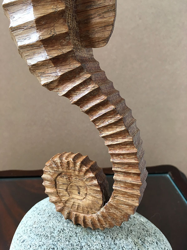 Woodcarving of a seahorse