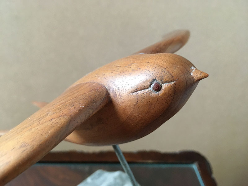 Woodcarving of a swift