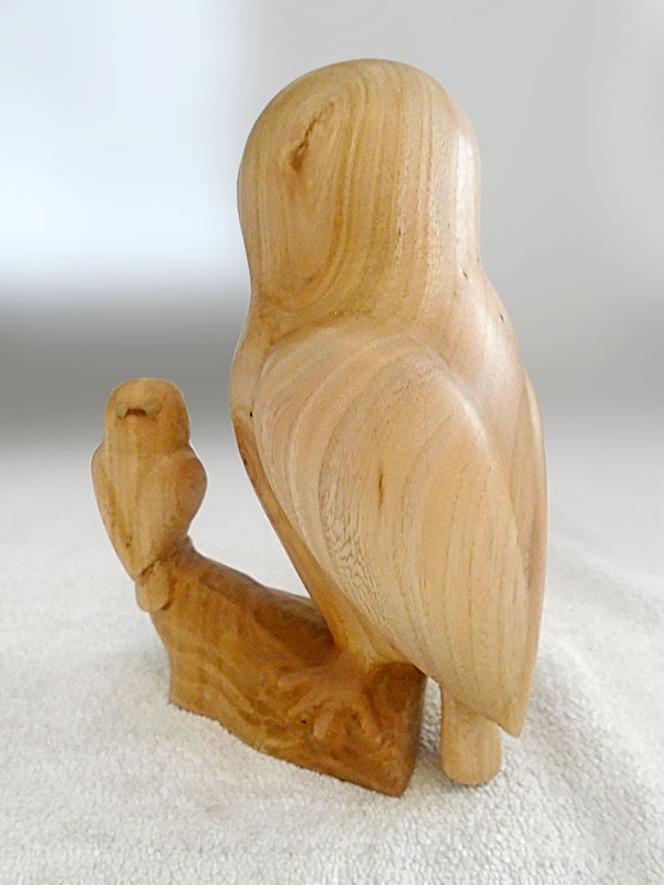 Woodcarving of a two owls